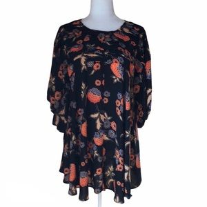 Free People Floral Printed Tunic Black